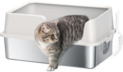 PawHut Litieră Inox, Bord Detasabil, Antimiros | Aosom Romania (D31-130V00LG)