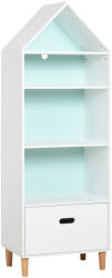 HOMCOM Raft biblioteca pentru copii, depozitare pentru camera copiilor 50x30x142cm, alb HOMCOM | Aosom Romania (311-011) Comoda