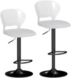 HOMCOM Set de 2 taburete de bar rotative 360°, reglabile 84-105 cm, spătar gol, suport picioare, alb | Aosom Romania (83A-422V00WT)