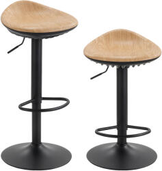 HOMCOM Set de 2 tabureți de bar, scaune de bar reglabile pe înălțime cu suport pentru picioare, pivotante 360°, bază din oțel, stejar | Aosom Romania (83A-495V00AK)