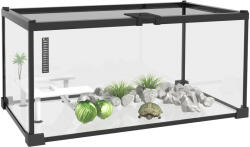PawHut Cutie pentru reptile cutie de creștere a reptilelor habitat de terariu transparent capac culisant plasă metalică | Aosom Romania (D40-015V03CR)