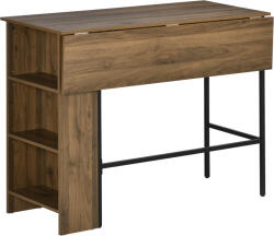 HOMCOM Insulă centrală masă bar masă laterală rabatabilă și 3 rafturi 120 x 76 x 91, 4 cm marron | Aosom Romania (835-785V00LR)