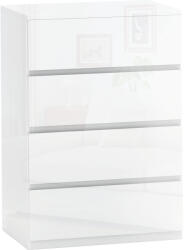 HOMCOM Comodă Modernă cu 4 Sertare Anti-Răsturnare, Comodă din Pal Melaminat, 55x33x80 cm, Alb Lucios | Aosom Romania (831-337V88WT) Comoda