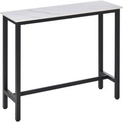 HOMCOM Masă de Bar Masă Înaltă de Bucătărie Mange-debout - dim. 120L x 40l x 100A cm - cadru picior din Oțel Negru, Blat Aspect marmură Alb | Aosom Romania (835-491BK)