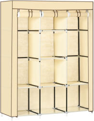 HOMCOM Dulap Portabil din Stofă cu 8 Rafturi și 2 Bare, Organizator Haine cu Ușă Rulantă, 125x43x162.5 cm, Bej | Aosom Romania (850-211V00BG) Garderoba