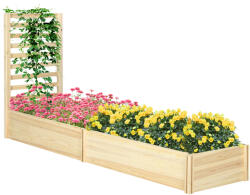 Outsunny Strat Înălțat pentru Grădină cu Spalier și Fund Deschis, 230x60x110 cm, Lemn Natural | Aosom Romania (845-874V00ND)