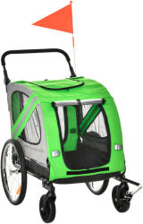 PawHut Remorca pentru bicicleta si carucior pentru caini 2 in 1, carucior pentru bicicleta din otel si material Oxford | Aosom Romania (D00-144GN)
