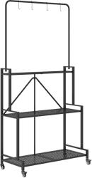 Outsunny Suport pentru Plante cu 3 Niveluri cu Roți, Etajeră pliabilă metalică cu 4 cârlige, 84x40, 5x174cm, Negru | Aosom Romania (84H-533V00BK)