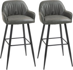 HOMCOM Set 2 Scaune de Bar din Piele Ecologică PU, Scaune Înalte cu Suport pentru Picioare, 52x53x99 cm, Gri Închis | Aosom Romania (83A-184V00CG)