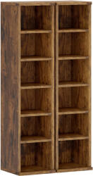 HOMCOM Set de 2 Rafturi pentru 204 CD-uri cu Polițe Ajustabile, 21x22, 5x88, 5cm, Maro Rustic | Aosom Romania (833-872V02RB)