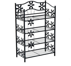 HomCom Raft pentru pantofi, raft pentru plante, suport flori, etajeră, suport, 4 niveluri, metal, 59, 5 x 30 x 92 cm, Negru | Aosom Romania (833-282)