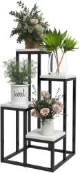 Outsunny Raft pentru plante raft pentru flori din metal și lemn, 4 nivele de înălțimi diferite, stil industrial, 34 x 34 x 66 cm | Aosom Romania (845-801V00WT)