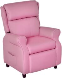 HOMCOM Kindersofa Kindercouch Kindersessel Sessel Liegesofa reglabil cu suport pentru picioare pentru copii între 3-5 ani băieți și fete Roz 58 x 53 x 70 cm | Aosom Romania (310-052PK)