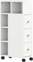 HomCom Unitate de Stocare pentru Baie Slim cu Roți - Alb | Aosom Romania (834-891V00WT)