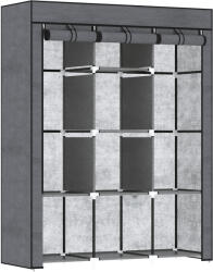 HOMCOM Dulap din Material Textil cu Bază Înălțată, 8 Rafturi și 2 Bare, 125x43x162.5 cm, Gri Închis | Aosom Romania (850-211V00CG) Garderoba