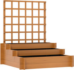 Outsunny Jardinieră cu 3 Niveluri și Grilaj pentru Plante Cățărătoare, Straturi Ridicate din Lemn, 95x95x110cm, Natural | Aosom Romania (845-870V00BN)