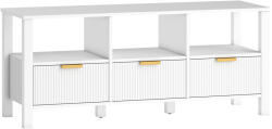 HomCom Comodă TV modernă cu 3 sertare şi 3 poliţe deschise pentru televizoare 109, 2-139, 7 cm 120x39, 5x50 cm Alb | Aosom Romania (83B-529V00WT)