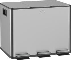 HomCom Coș de Gunoi cu 3 Compartimente de 20L, cu Pedală și Capace Silențioase, Ideal pentru Organizare, Dimensiuni 61, 9x36, 6x56, 7 cm, Argintiu | Aosom Romania (851-034V02SR) Cos de gunoi