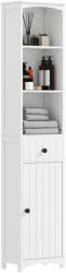 HomCom Şifonier de baie cu 3 rafturi, 1 sertar, solid, MDF, Alb | Aosom Romania (834-077V92WT)