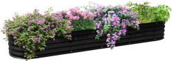 Outsunny Grădiniera ridicată pătrată pentru grădină din oțel modular pentru legume, plante, flori, dim. 240 x 62 x 30cm | Aosom Romania (845-981V03BK)