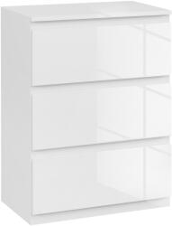 HOMCOM Comoda cu 3 Sertare Comoda de Dormitor Moderna cu Design Anti-rasturnare 55x34x75 cm Alb Lucios | Aosom Romania (831-337V85WT) Comoda