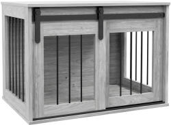 PawHut Cușcă pentru câine animale de interior ușă glisantă, metal cu efect lemn, dim. 57H x 80L x 54l cm | Aosom Romania (D02-169V00GY)