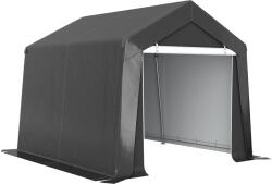 Outsunny Carport cort de garaj 3x3 m cort garaj impermeabil cu ușă rulabilă fereastră de ventilație margini prelungite Gri închis | Aosom Romania (845-948V01CG)