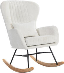 HOMCOM Fotoliu balansoar, rocking chair cu pernă, șezut căptușit, spătar înalt, 67 x 88 x 104 cm, alb | Aosom Romania (83B-610V00WT) Balansoar
