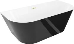 Mexen Oval Slim, szabadon álló, falhoz szerelhető kád, 170 x 80 cm, fehér-fekete, matt arany túlfolyóval, 52661708075-55 (52661708075-55)