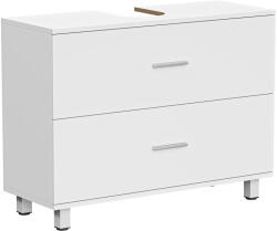 HomCom Dulap Sottolavabo pentru Baie cu 2 Sertare, Dulap Modern și Economisitor de Spațiu, 80x30x60 cm, Alb | Aosom Romania (834-905V90WT)