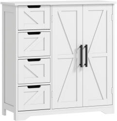 HomCom Mobilier de baie, corp de depozitare, cu 4 sertare, 1 dulap, pentru spații mici, 81, 2 x 30 x 83, 8 cm, alb | Aosom Romania (834-793V80WT)