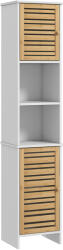 HomCom Mobilier Coloană Depozitare Baie bicolore, 2 dulapuri cu raft reglabil și 2 nișe, 35L x 30A x 170Î cm | Aosom Romania (834-697V80WT)
