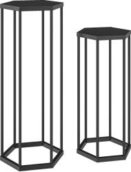 Outsunny set de 2 suporturi pentru plante pentru interior și exterior, suporturi hexagonale din metal pentru ghivece pentru grădină, terasă, balcon | Aosom Romania (84H-532V00BK)