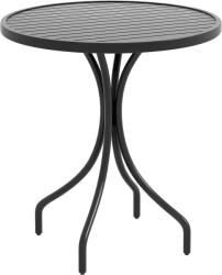 Outsunny Masă Rotundă de Grădină 66cm, Masă Laterală de Exterior cu Ramă din Oțel, Blat cu Lamele, Negru | Aosom Romania (84G-302V00BK)