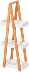 Kleankin Raft Baie cu 3 Rafturi din MDF și Bambus, Dulap Baie, 30x18x81 cm, Lemn | Aosom Romania (834-100V01WT)
