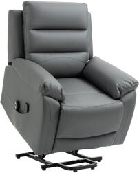 HOMCOM Fotoliu cu inclinare electric, din piele PU, cu masaj cu vibratii, buzunare laterale, gri HOMCOM | Aosom Romania (713-095V90GY)