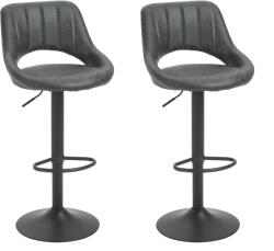 HOMCOM Set 2 Scaune de bar HOMCOM, Inaltime reglabila, Piele sintetica, Metal, 44x49x90-110cm Negru | Aosom Romania (835-357)