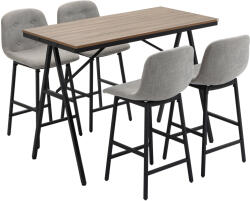 HOMCOM Set de Masa de Bar cu Scaune in Design Industrial, Topping Subtire, 120 cm x 60 cm x 91 cm, Gri deschis | Aosom Romania (835-875V00LR)