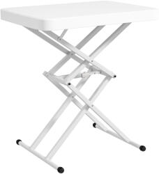 Outsunny Masă auxiliară de grădină pliabilă din HDPE, masă pliabilă pentru exterior cu înălțime reglabilă în 5 trepte, 65 x 45 x 70 cm alb | Aosom Romania (84G-620V00WT)
