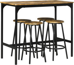HOMCOM Scaune bar si Masa Bar, 5 piese, cu 4 Scaune Rotunde, Economie de Spațiu, Design Rustic Maro, pentru Bucătărie | Aosom Romania (835-890V00RB)