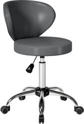 HomCom Taburet cu roți, taburet de masaj din PU cu înălțime reglabilă 73-88 cm și spătar, pivotant 360°, gri | Aosom Romania (503-012V00GY)