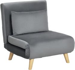 HOMCOM Fotoliu 2 în 1, Fotoliu de Relaxare, Pat de Oaspeți, 72 cm x 78 cm x 79 cm, Gri | Aosom Romania (839-875V00GY)
