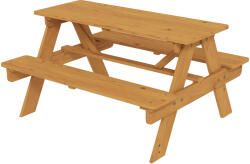 AIYAPLAY Set mobilier de exterior pentru copii, masă de picnic pentru copii cu bănci, structură din lemn masiv, lemn natural | Aosom Romania (3E3-015V00ND)
