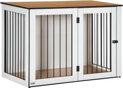 PawHut Cușcă pentru câini, Cușca pentru animale de companie pentru câini mari, Casă pentru câini, Interior, 106 x 60 x 76 cm, Stejar+Alb | Aosom Romania (D02-090)
