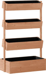 Outsunny Jardinieră Verticală înălțată pe 4 Niveluri, din Lemn pentru Exterior, cu Orificii de Drenaj și Căptușeală Textilă, pentru Plante Aromatice, Flori și Legume, 85x45x140 cm, Maro | Aosom Romania (84H-70