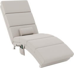 HOMCOM Fotoliu relax salon fotoliu de masaj și încălzire șezlong cu telecomandă și pernă, efect de lin, crem | Aosom Romania (700-167V90CW)