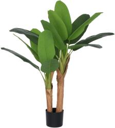 HOMCOM Plantă Artificială de Bananier cu Ghiveci, 2 Trunchiuri și 15 Frunze, Ø17x120 cm, Verde | Aosom Romania (830-941V00GN)