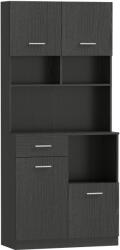 HOMCOM Dulap de bucătărie, bufet cu sertar, uși Soft-Close, 80 x 35 x 180 cm, Negru | Aosom Romania (83A-204V90BK)
