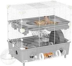 PawHut Cușcă Hamster 2Niveluri Bazin Nisip 44, 5x28x44cm Gri | Aosom Romania (D51-482V00GY)