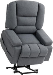 HOMCOM Scaun Rabatabil, Canapea cu Masaj prin Vibrații și Căldură, Scaun de Ridicare cu Telecomandă, 97x90x102 cm, Gri (713-168V91GY)